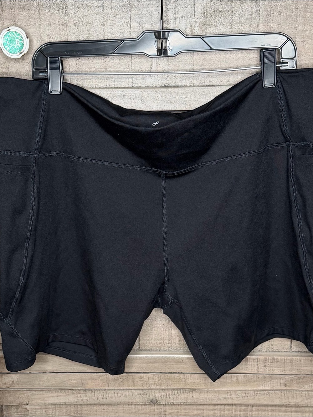 Freely Women's Black Solid Biker Activewear Shorts Knit Stretch Polyester 2X